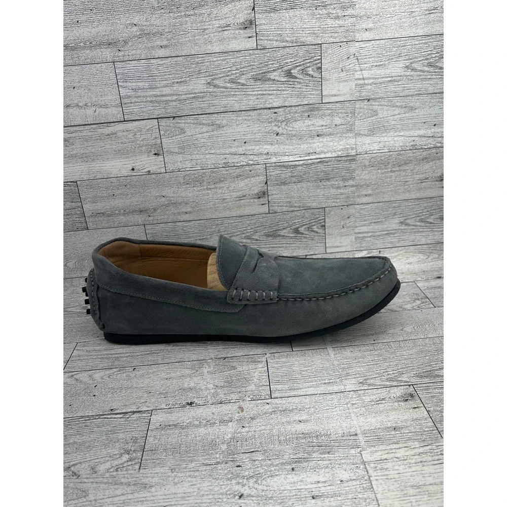 Jack Erwin Decker Men Sz 11M‎ Grey Suede Penny Driving Loafers Made in Brazil